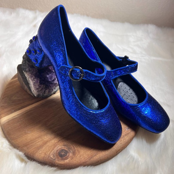 Geox Royal Blue Metallic Seyla Leather Pump Size 36 NWOB - Picture 2 of 13